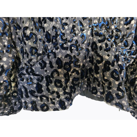 ZARA Burnout Velvet Abstract Print Blouse L Sexy Slits Dolman Sleeve Side Zip - Picture 4 of 10